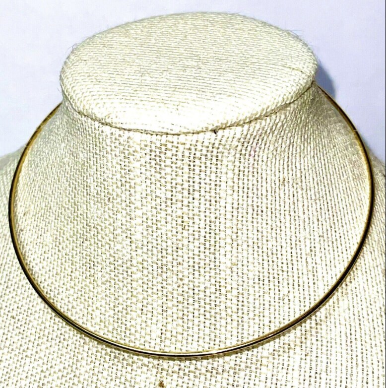 Classic 14K Yellow Gold Wire Collar Necklace for Pendants and Etsy