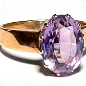 Anillo antiguo de amatista rosa de Francia de oro rosa de 14 quilates, tamaño 9.25, ¡clásico!