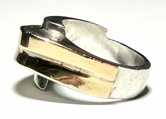 Outstanding Structural Art Deco Silver Vermeil Ri… - image 2