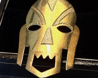 Vintage One-of-a-Kind 18K Handmade Tribal Mask Pendant, Impressive!
