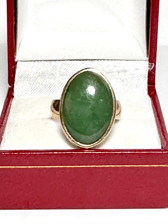 Large and Heavy Antique 1890s 18K Yellow Gold Jade