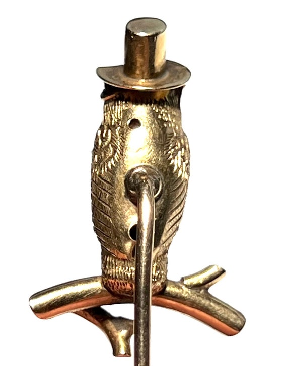 Whimsical Unique 14K Gold Owl Stickpin with Eye p… - image 2