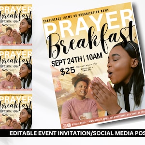 Prayer Breakfast, Editable Brunch Flyer, Women Conference Flyer, DIY Church Invite, Church Conference, Empowerment Flyer, Church Service DIY