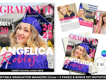 Editable Graduation Magazine Invitation Template: DIY Grad Party (Digital Download)