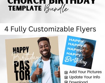 Church Flyer Template Bundle: Birthday, Anniversary (Canva, Digital) | astor anniversary, church anniversary, church conference