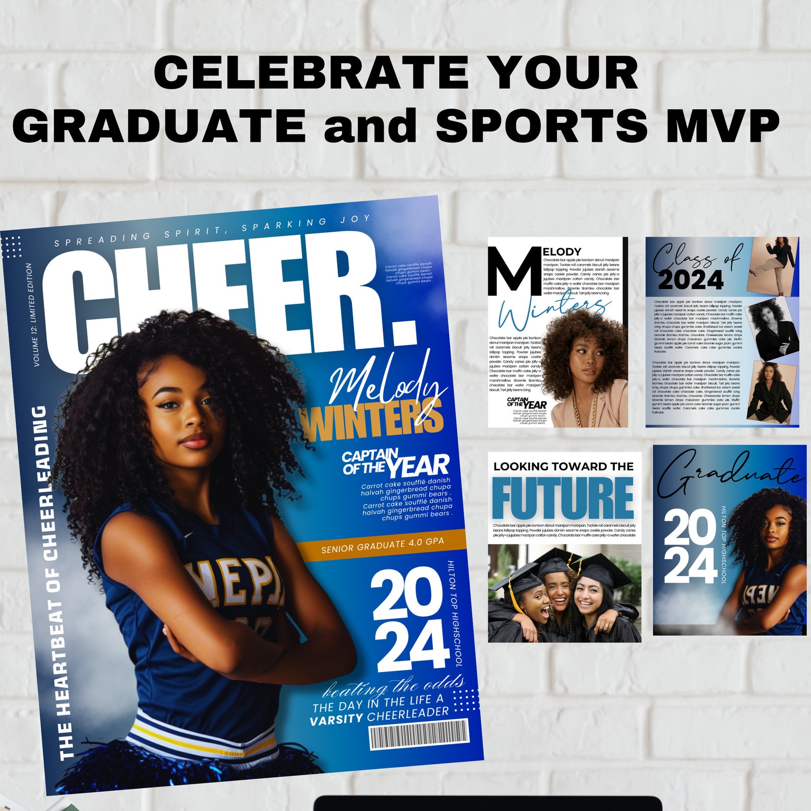 Cheerleading Graduation Magazine Template: DIY Senior Keepsake (digital ...