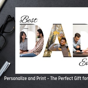Personalized Gift for Dad, Photo Collage, Best Dad Ever, Father's Day Gift, Printable Photo Collage, Photo Gift for Dad, Grandpa Gift