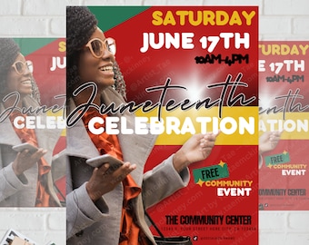 Mall för flygblad för Juneteenth-firande: Redigerbar DIY-evenemangsdesign (digital nedladdning)