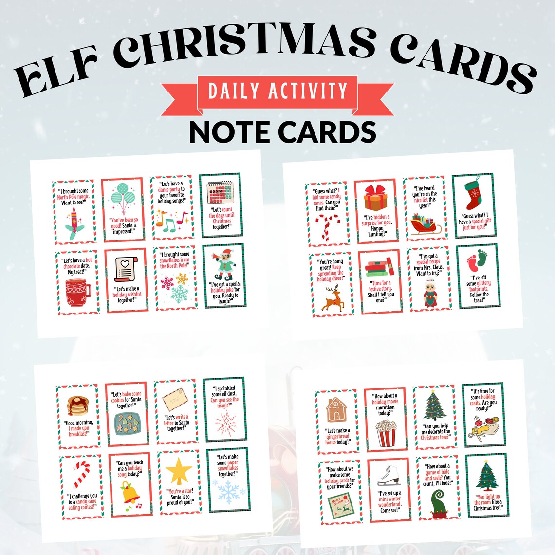 Editable Elf Note Cards: Christmas Activity Printable (PDF) - Etsy