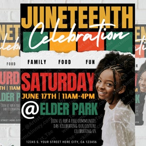 Editable Juneteenth Event Flyer Template: Community Fair (Canva, Digital Download)