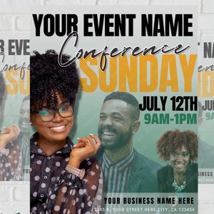Womens Conference Flyer, Empowerment Flyer, Entrepreneur Flyer Template, Media Flyer, Canva DIY Template, Networking Flyer, Church Flyer