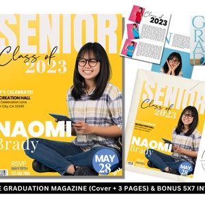 Editable Graduation Magazine Invitation Template: Modern Grad Party Invite (Digital)