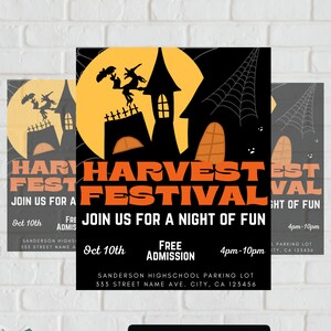 Editable Harvest Festival Invitation: Halloween Party Flyer (Canva Template)