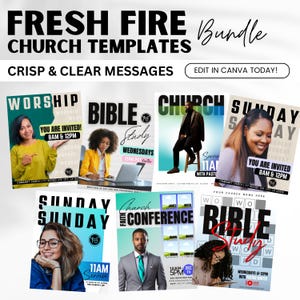 Church Flyer Template Bundle: Canva Editable Social Media (Digital Download)