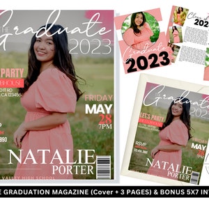 Editable Graduation Magazine Cover Template: DIY Invitation (Digital Download)