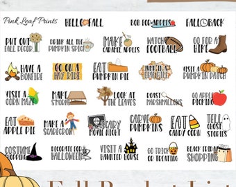 Fall Bucket List | DIGITAL DOWNLOAD | Printable Planner Stickers