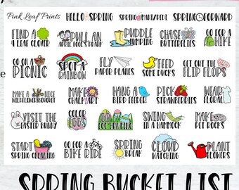 Spring Bucket List | DIGITAL DOWNLOAD | Printable Planner Stickers