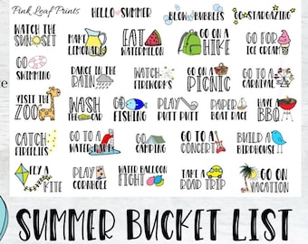 Summer Bucket List | DIGITAL DOWNLOAD | Printable Planner Stickers