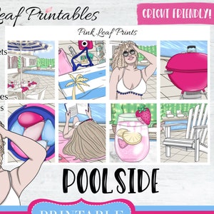 Poolside | Printable Planner Stickers | Digitial Download