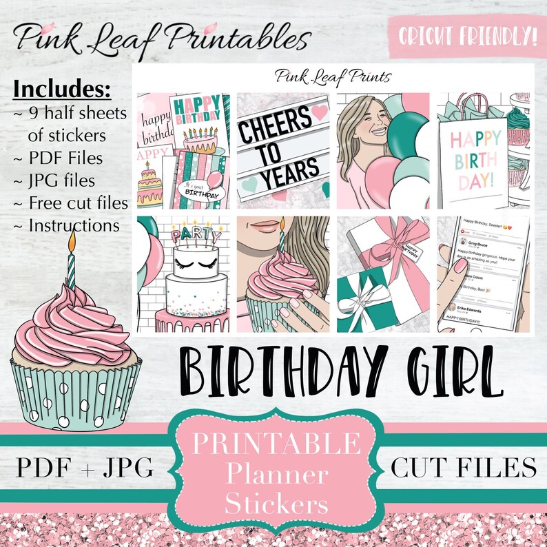 Birthday Girl | Printable Planner Stickers | Digitial Download - Etsy