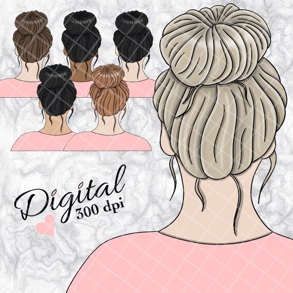 Messy Bun Digital Die Cut Png Etsy