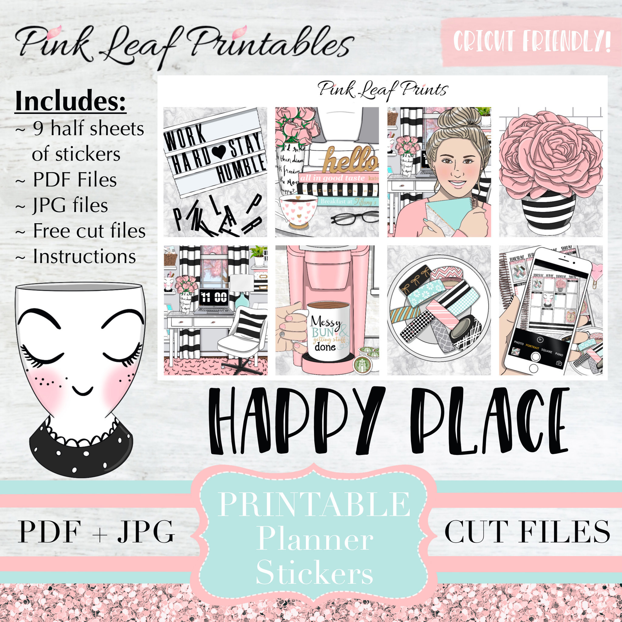 Happy Place Printable Planner Stickers Digitial Download - Etsy