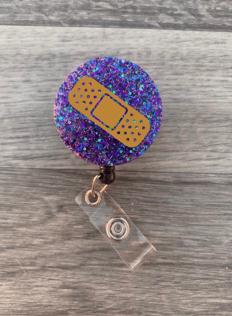 Badge Holder Gift Medical Professional | Customized Bandaid Glitter Badge Reel Nurse Doctor Glitter First Aid