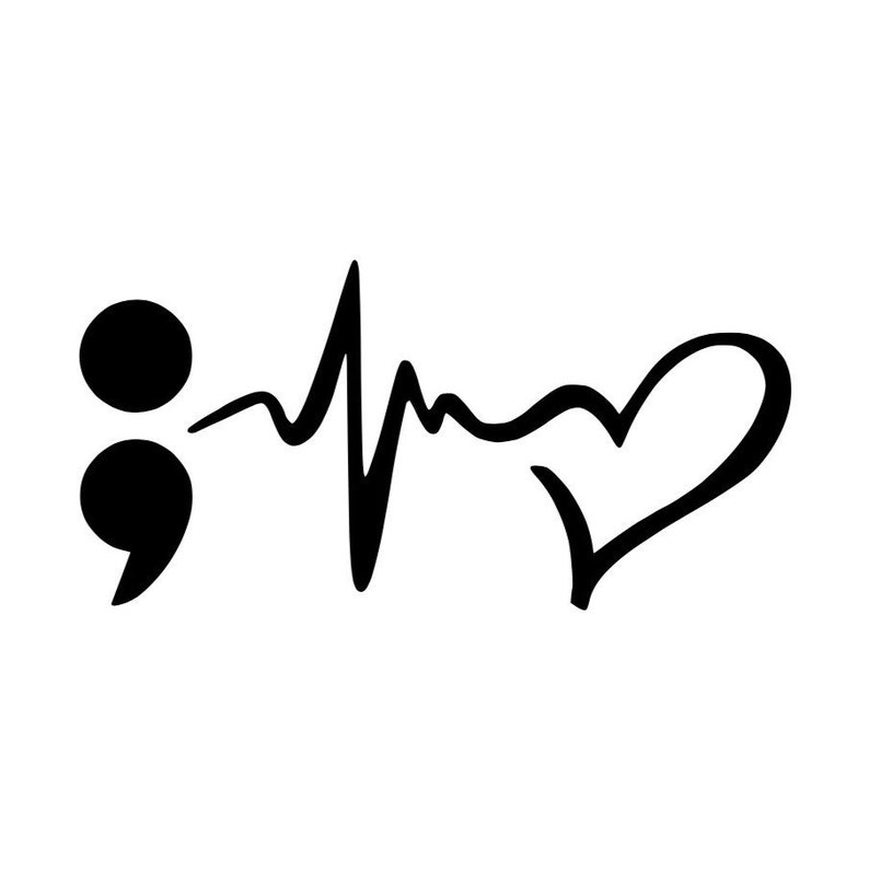 Semicolon Heartbeat Decal Semicolon Decal Suicide Awareness - Etsy