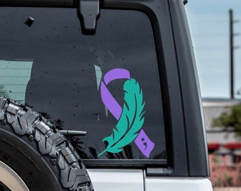 Suicide Prevention Awareness Decal, Suicide Prevention Ribbon, Suicide Awareness Ribbon, Feather Ribbon Decal, Semicolon Project Decal