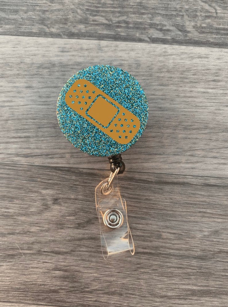 Badge Holder Gift Medical Professional | Customized Bandaid Glitter Badge Reel Nurse Doctor Glitter First Aid