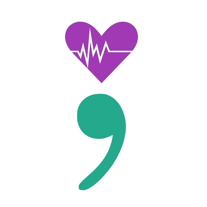 Heartbeat Heart Semicolon Decal Suicide Prevention Awareness - Etsy