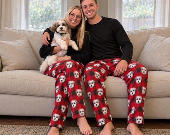 Personalized Pet Photo Pajama, Custom Dog & Cat Portrait PJs, Family Matching Loungewear