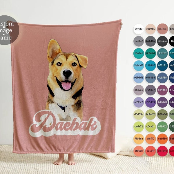 Custom Pet Blanket Using Pet Photo + Name Custom Dog Blanket Personalized Dog Blankets Cat Picture Blanket Pet Photo Blanket Dog Dad Gift