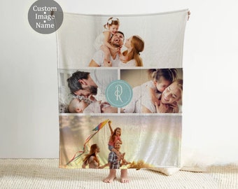 Custom Photo Blanket Using 4 family Photo + Name Custom Dog Blanket Personalized Blankets Cat Picture Blanket Photo Blanket Gift