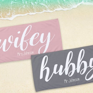 Mr or Mrs Beach Personalized Beach Towels, Honeymoon Gift, His and Hers Newlywed Gift, Personalized Wedding Gift