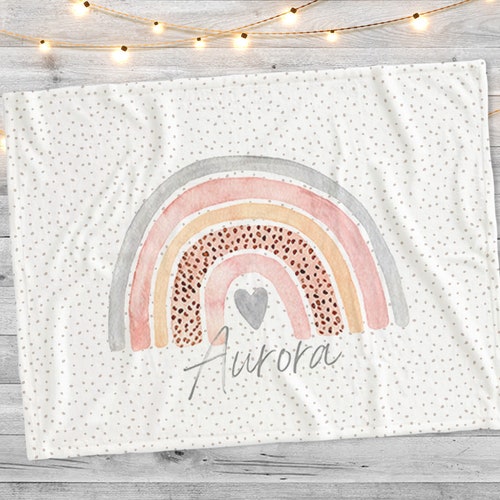 Boho Rainbow Personalized Baby Blanket With Name Unique Etsy