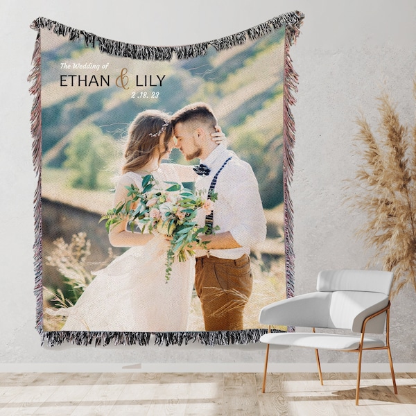 Personalized Photo Custom Tapestry Woven Cotton Throw - Sublimated - Made in The USA (60"x54")