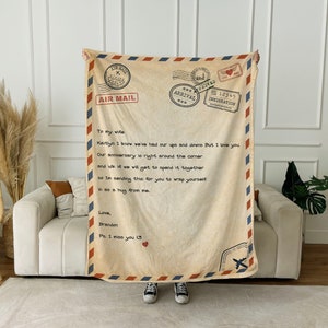 Manta con carta de amor personalizada, mantas con escritura a mano para mamá, papá, día del padre, abuelos, boda, aniversario
