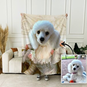 Custom Royal Pet Portrait Blanket: Regal King or Queen Art
