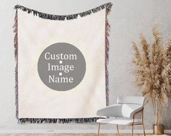 Personalized Photo Custom Tapestry Woven Cotton Throw - Sublimated - Made in The USA (60"x54")