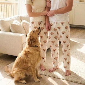 Personalized Pet Photo Pajama, Custom Dog & Cat Portrait PJs, Family Matching Loungewear