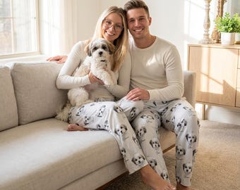 Personalized Pet Photo Pajama, Custom Dog & Cat Portrait PJs, Family Matching Loungewear