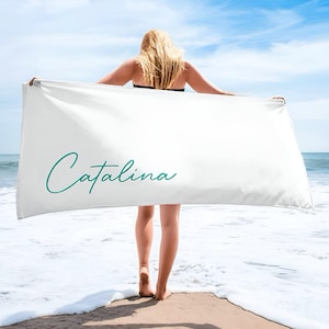 Scripty Signature Style Personalized Beach Towel Personalized Name Pool Towel Beach Towel With Name Outside Birthday Vacation Gift