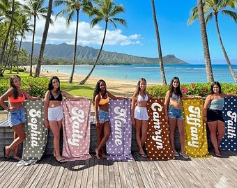 Personalized Kids Hooded Towel with Name | Custom Polka Dot Beach Towel for Toddlers & Kids | Easter Basket Filler Gift | Kids Bath Poncho