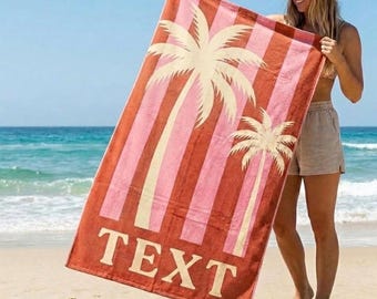 Personalized Retro Beach Towel: Custom Name, Vibrant Colors