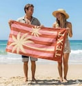 Personalized Retro Beach Towel: Custom Name, Vibrant Colors