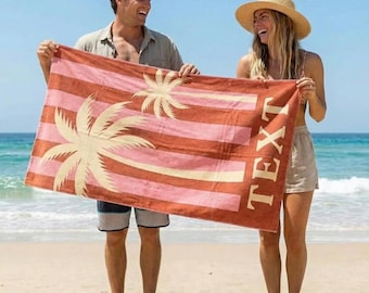 Personalized Retro Beach Towel: Custom Name, Vibrant Colors
