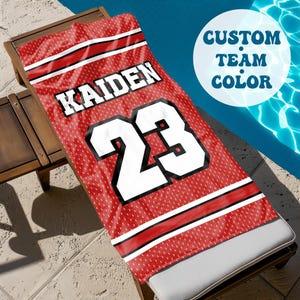 Personalized Sports Team Beach Towel: Custom Name, Retro Design