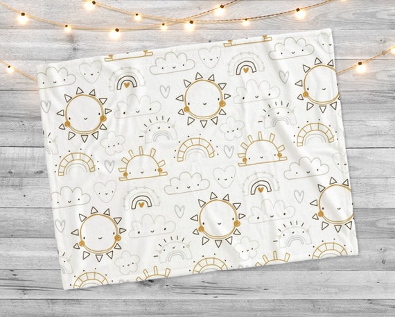 New Hand drawn Childish Sun and Cloud Pattern Design Blanket Etsy