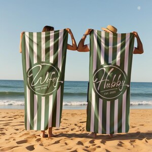 Personalized Wifey & Hubby est.2026 Beach Towel: Honeymoon Gift 1pcs image 8